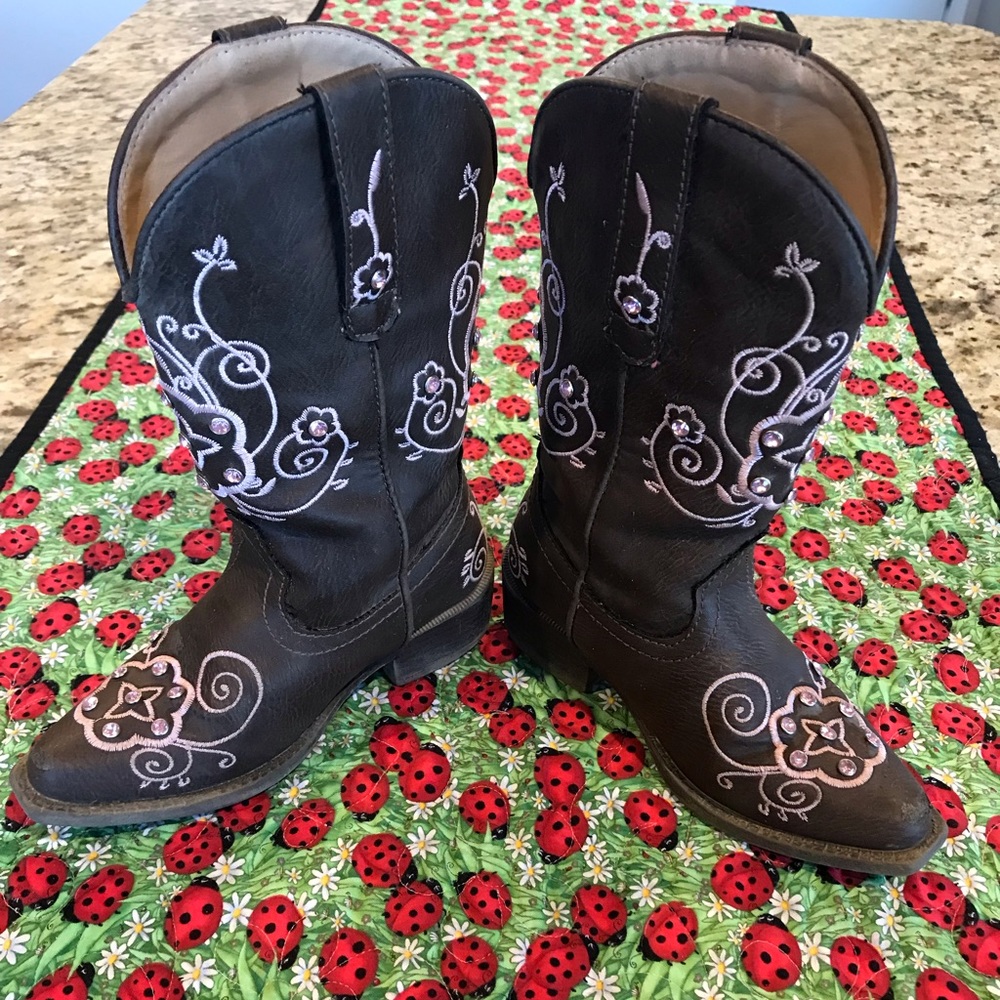 Roper Little Kids Boots w/ Pink Stitching - size 9